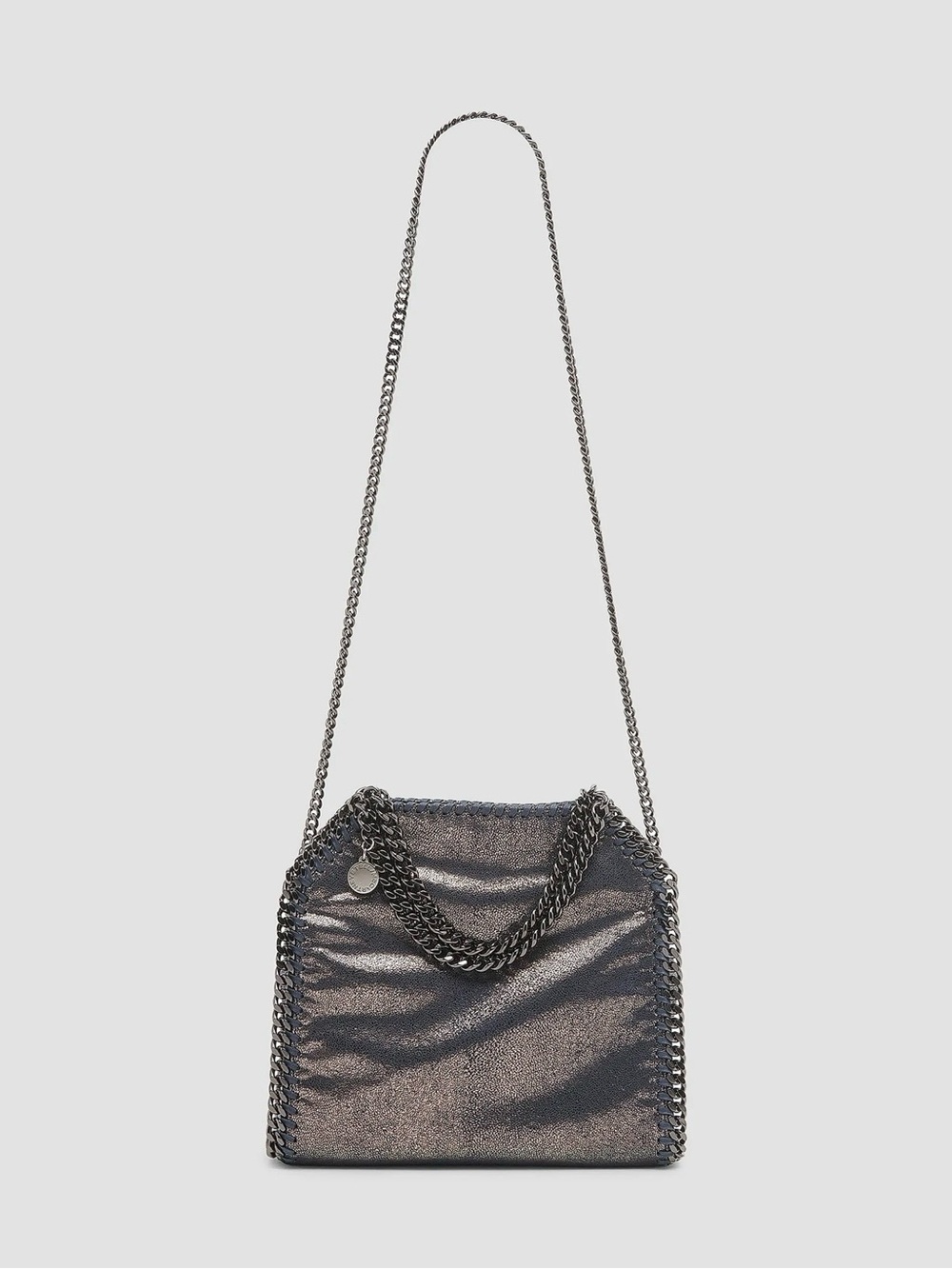 NEW STELLA MCCARTNEY FALABELLA MINI TOTE CROSSBODY METALLIC STEEL GREY - Picture 7 of 9